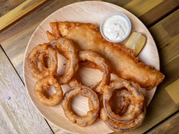 Fish Cocktails (3) & Onion Rings.